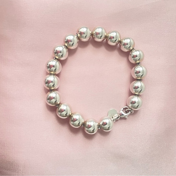 TIFFANY & CO "HARDWEAR" SILVER BALL-BEAD BRACELET / 7” - Picture 3 of 9